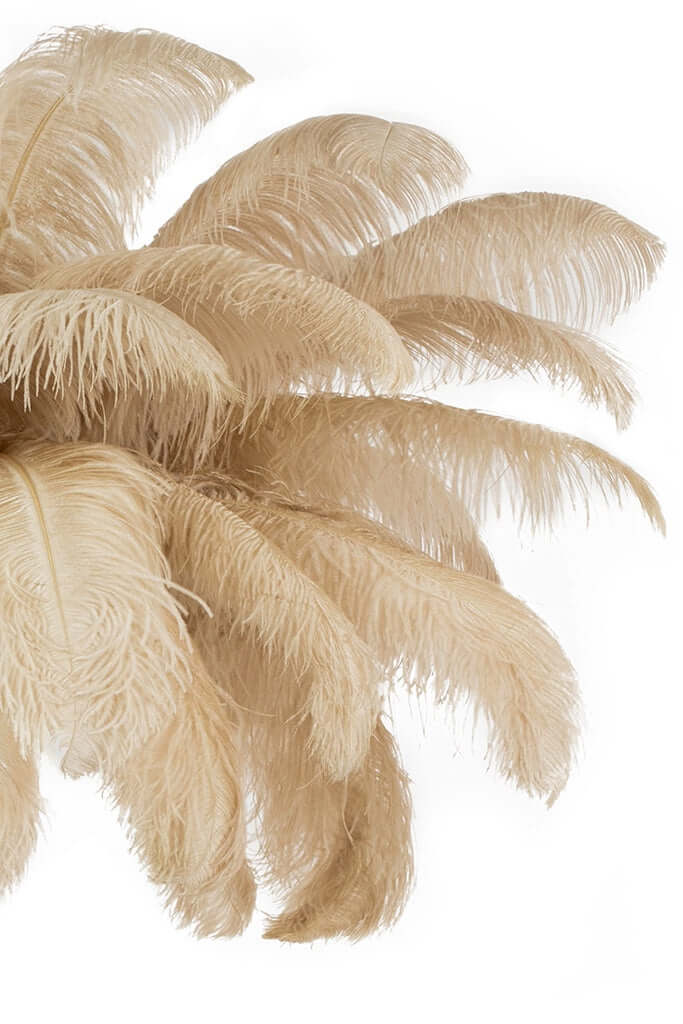 Lámpara de pie Tiffany 175 – latón beige / pluma natural