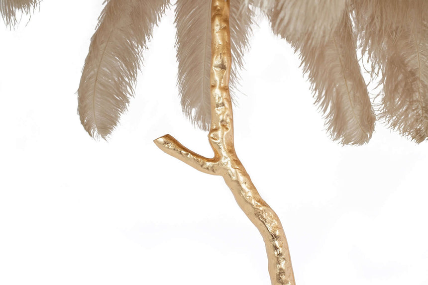 Lámpara de pie Tiffany 175 – latón beige / pluma natural