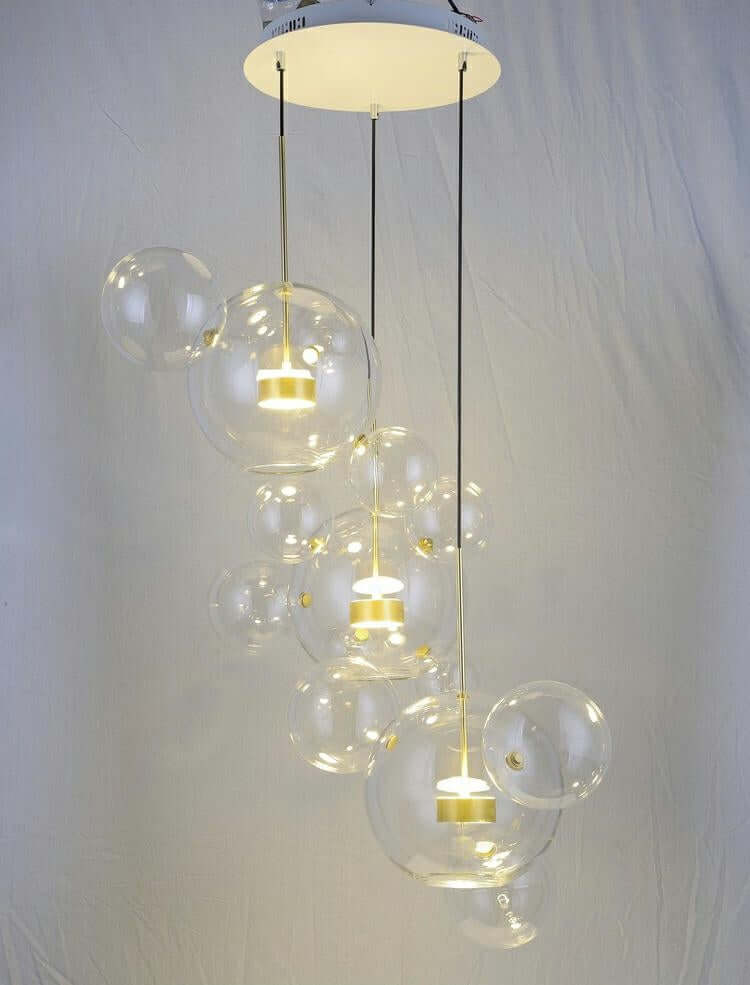 Lámpara colgante Capri Disc 3 dorada – 180 LED, aluminio, cristal