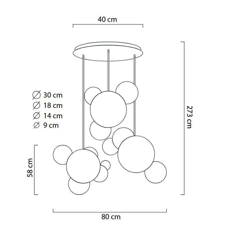 Lámpara colgante Capri Disc 3 dorada – 180 LED, aluminio, cristal
