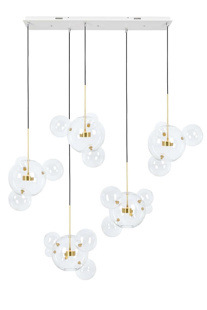 Lámpara colgante Capri Line 5 dorada – 300 LED, aluminio, cristal