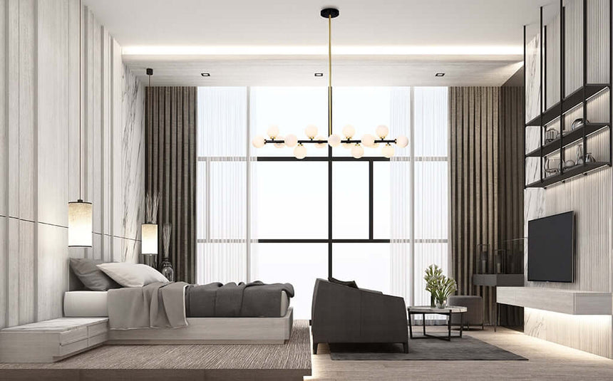 Lámpara colgante Cosmo Level M – negro, dorado