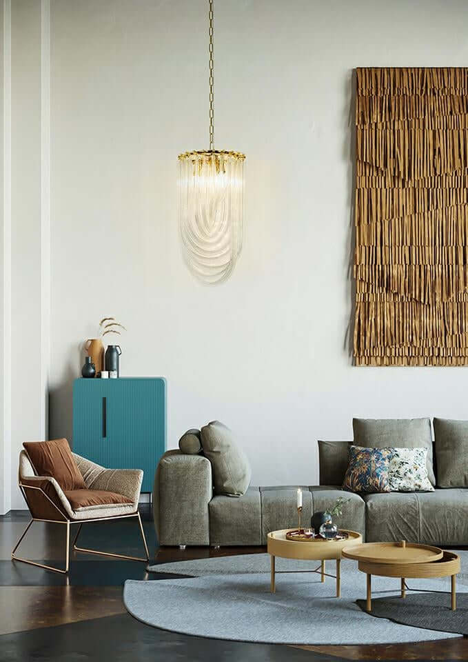 Lámpara colgante Murano L dorada