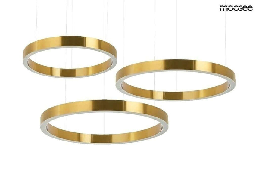 Lámpara colgante Ring 40 + 60 + 60 dorada – en una lámpara de techo