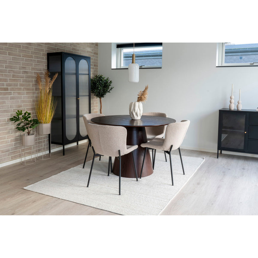 Mesa de comedor Bolton – Ø120 cm, marrón oscuro 