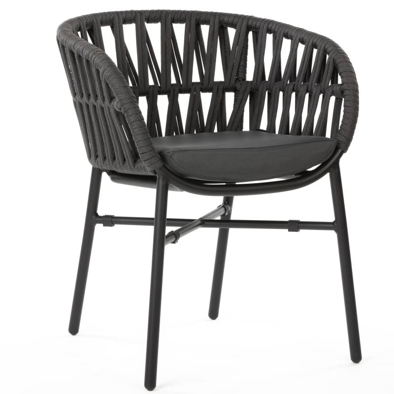 Silla de patio exterior Grattoni Tahiti negra/gris oscuro