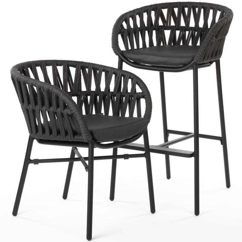 Silla de patio exterior Grattoni Tahiti negra/gris oscuro