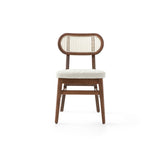 Silla de restaurante de mimbre Evans, con tapizado opcional, teñido 