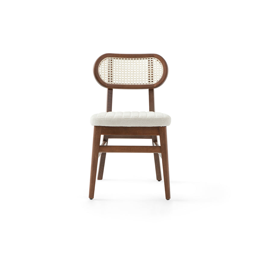 Silla de restaurante de mimbre Evans, con tapizado opcional, teñido 