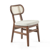 Silla de restaurante de mimbre Evans, con tapizado opcional, teñido 