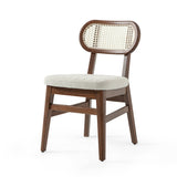 Silla de restaurante de mimbre Evans, con tapizado opcional, teñido 