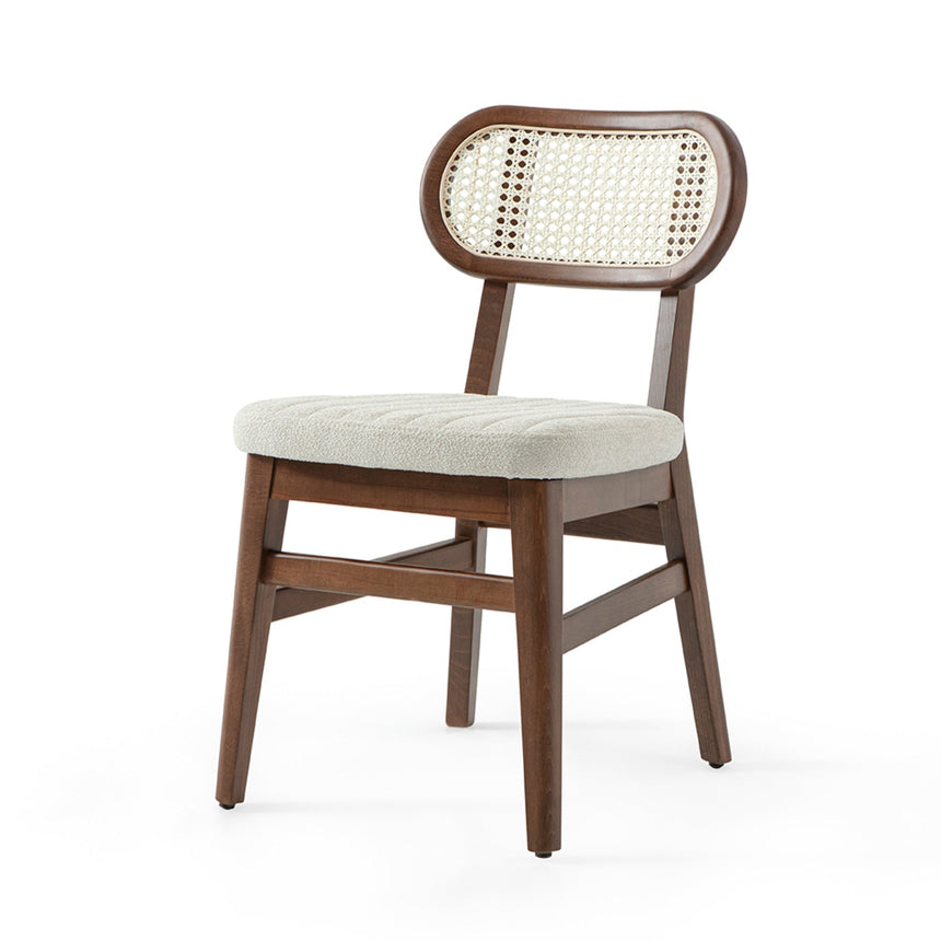 Silla de restaurante de mimbre Evans, con tapizado opcional, teñido 