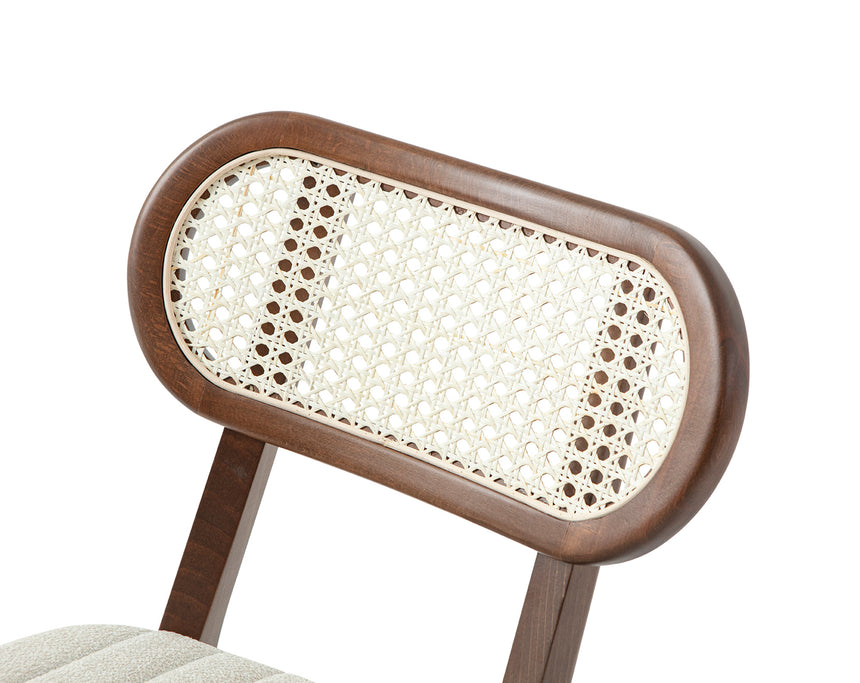 Silla de restaurante de mimbre Evans, con tapizado opcional, teñido 