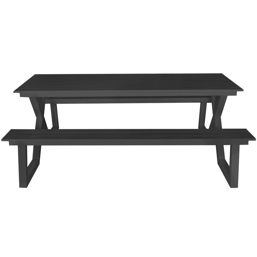 Mesa de comedor Darby con bancos, antracita