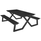 Mesa de comedor Darby con bancos, antracita