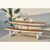 Troy modern étkezőasztal padokkal, fehér