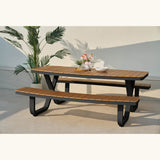 Mesa de comedor moderna Troy con bancos, color negro