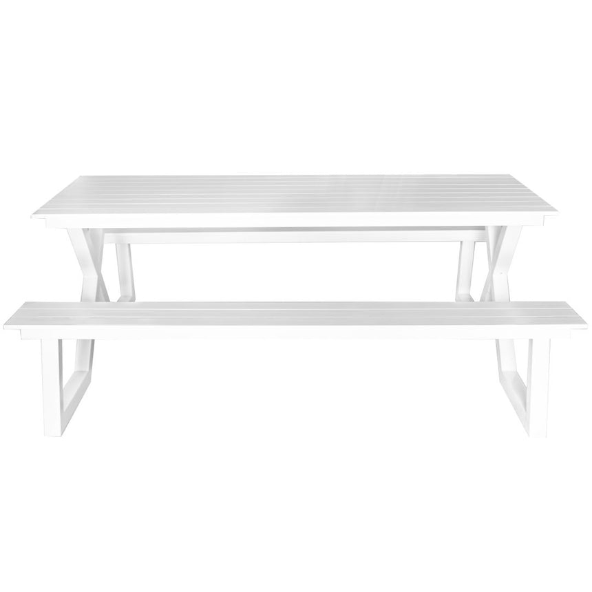 Darby étkezőasztal padokkal, fehér
