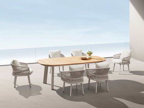 Conjunto de comedor de jardín Higold Aio de 6 plazas - Gris topo/blanco