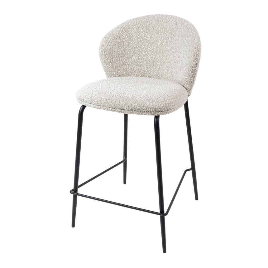 KL Lily - Taburete de bar cómodo de bouclé de 65 cm, estructura negra