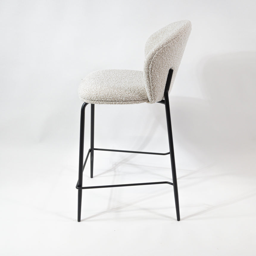 KL Lily - Taburete de bar cómodo de bouclé de 65 cm, estructura negra