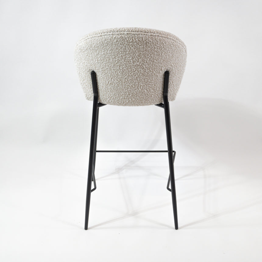 KL Lily - Taburete de bar cómodo de bouclé de 65 cm, estructura negra