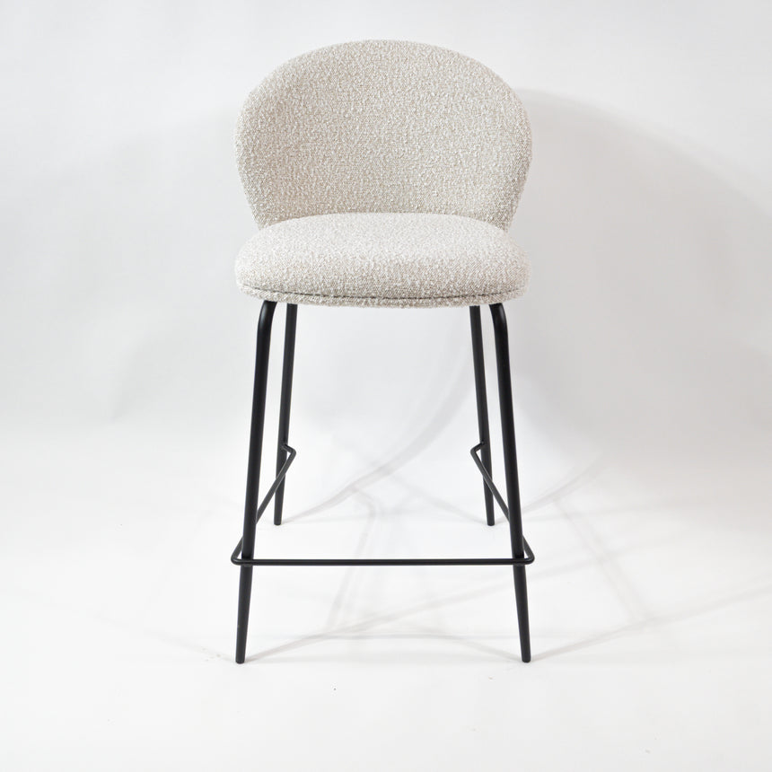 KL Lily - Taburete de bar cómodo de bouclé de 65 cm, estructura negra