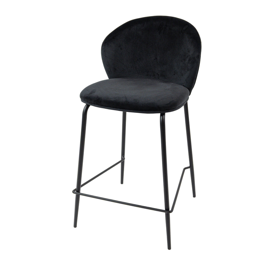 Taburete de bar cómodo KL Lily de 65 cm en color negro, con estructura negra