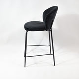 Taburete de bar cómodo KL Lily de 65 cm en color negro, con estructura negra