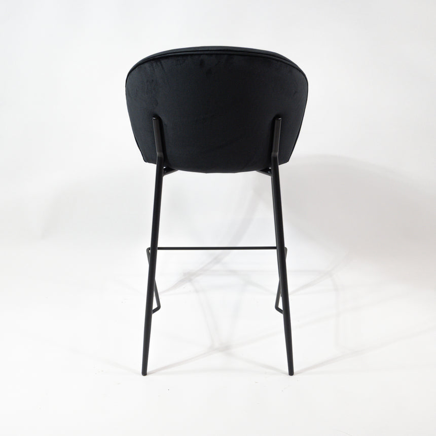 Taburete de bar cómodo KL Lily de 65 cm en color negro, con estructura negra