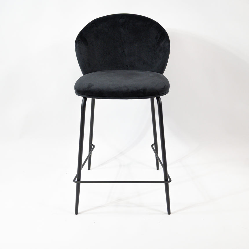 Taburete de bar cómodo KL Lily de 65 cm en color negro, con estructura negra