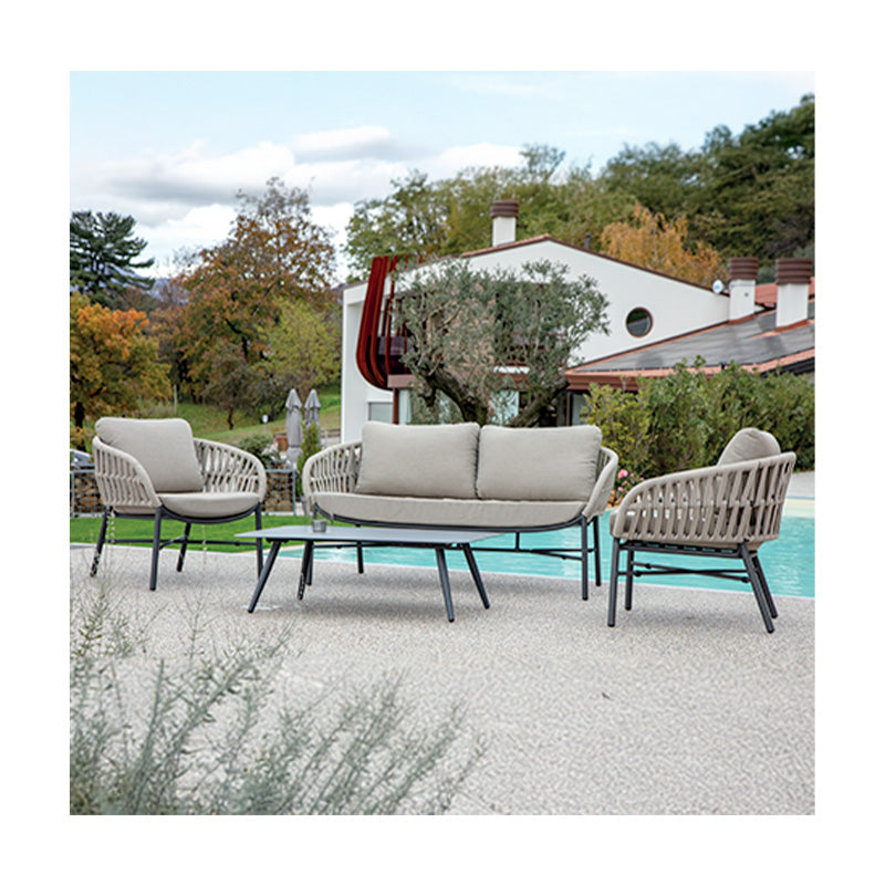 Conjunto de jardín Grattoni Tahiti para 4 personas en beige