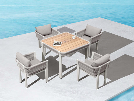 Conjunto de comedor de jardín Higold Borromeo de 4 plazas en color topo