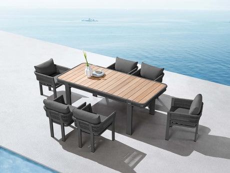 Conjunto de comedor de jardín Higold Borromeo de 6 plazas en negro