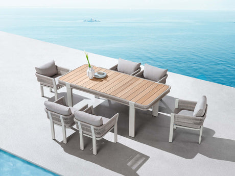 Conjunto de comedor de jardín Higold Borromeo de 6 plazas en color topo
