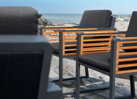 Conjunto de comedor de jardín de 4 plazas Higold New York, color negro