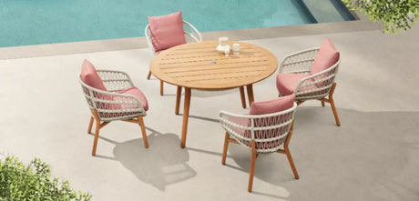 Conjunto de comedor de jardín Higold Vasca de 4 plazas en color coral