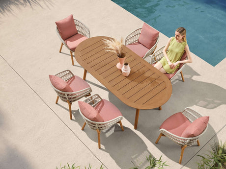 Conjunto de comedor de jardín Higold Vasca de 6 plazas en color coral
