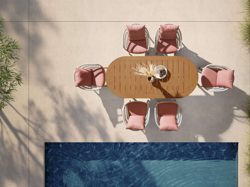 Higold Vasca 6 személyes kerti étkezőszett coral színben