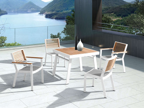 Conjunto de comedor de jardín Higold York de 4 plazas, blanco