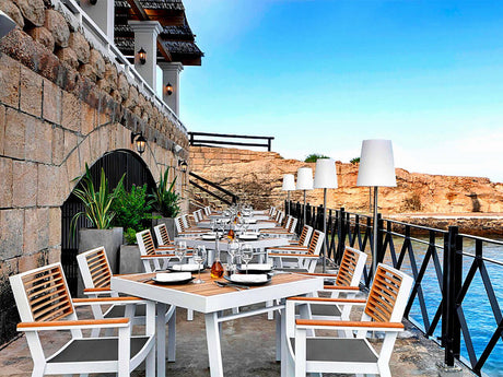 Conjunto de comedor de jardín Higold York de 4 plazas, blanco