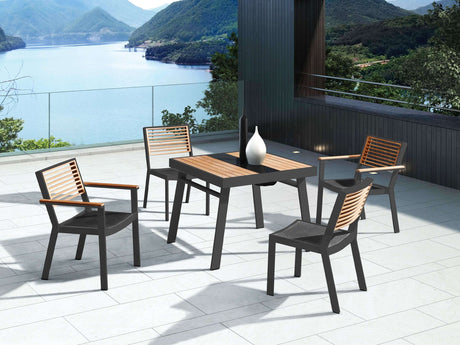 Conjunto de comedor de jardín Higold York de 4 plazas, negro