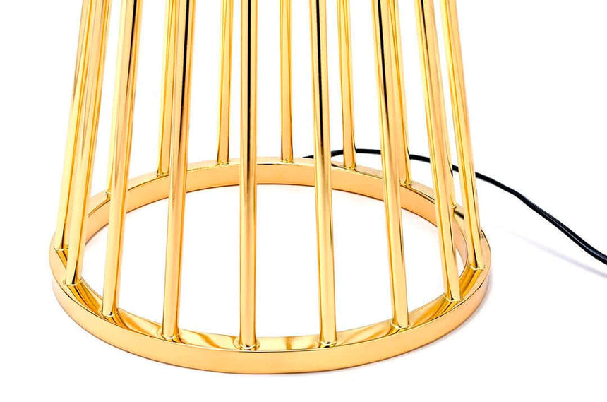 Lámpara de pie Holmes dorada con pantalla negra – metal