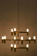 Lámpara colgante atómica dorada