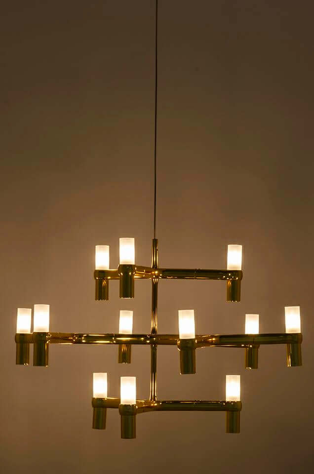 Lámpara colgante atómica dorada