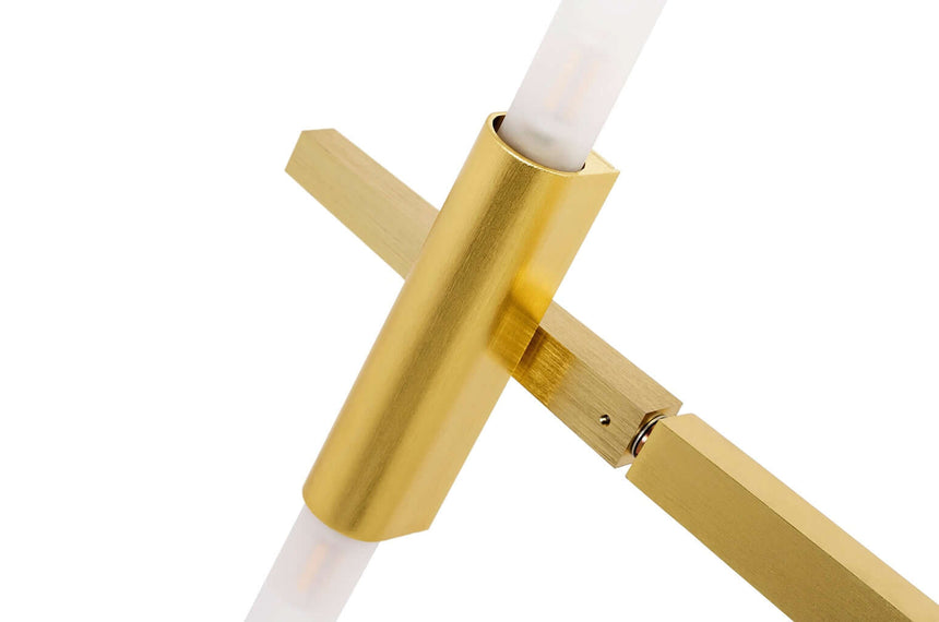 Candelabro 6 lámparas colgantes oro – aluminio, cristal