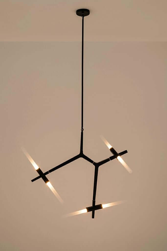 Lámpara colgante Candelabru 6 negra – aluminio, cristal