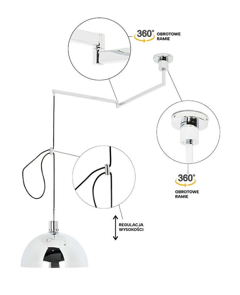 Lámpara colgante Rota 360 cromo plata