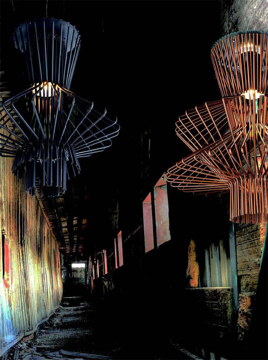 Straw függesztett lámpa szürke – karbonacél