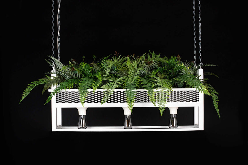 54. Lámpara colgante Semira 100 flores / blanca, estilo industrial